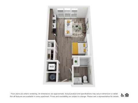 Floor plan for studio, 1 bath, 469 sqft